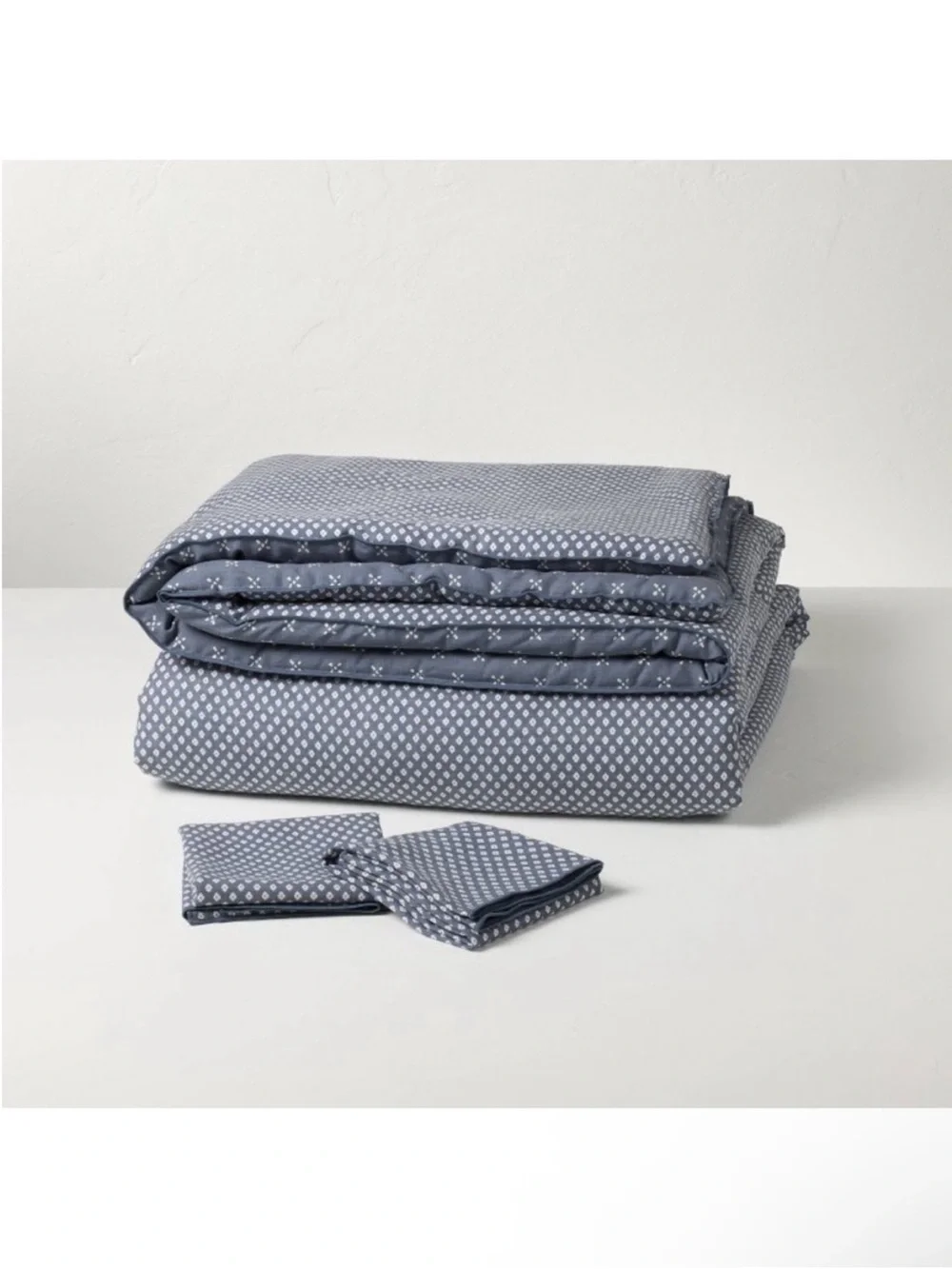 NWT 3pc King Block Pattern Comforter Set Blue - Hearth & Hand with Magnolia